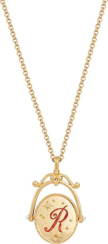 Fable England R Initial Rose Gold Spinner Chain Necklace