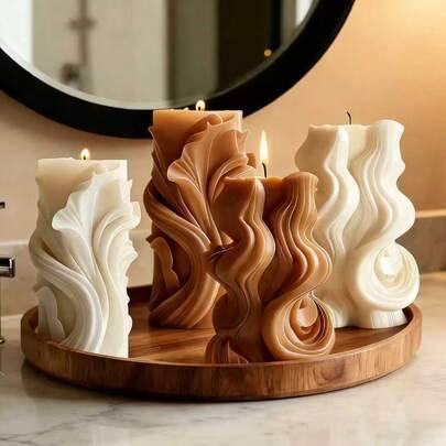 Shein Creative Wave Pattern Fragrant Candles Scented Candle