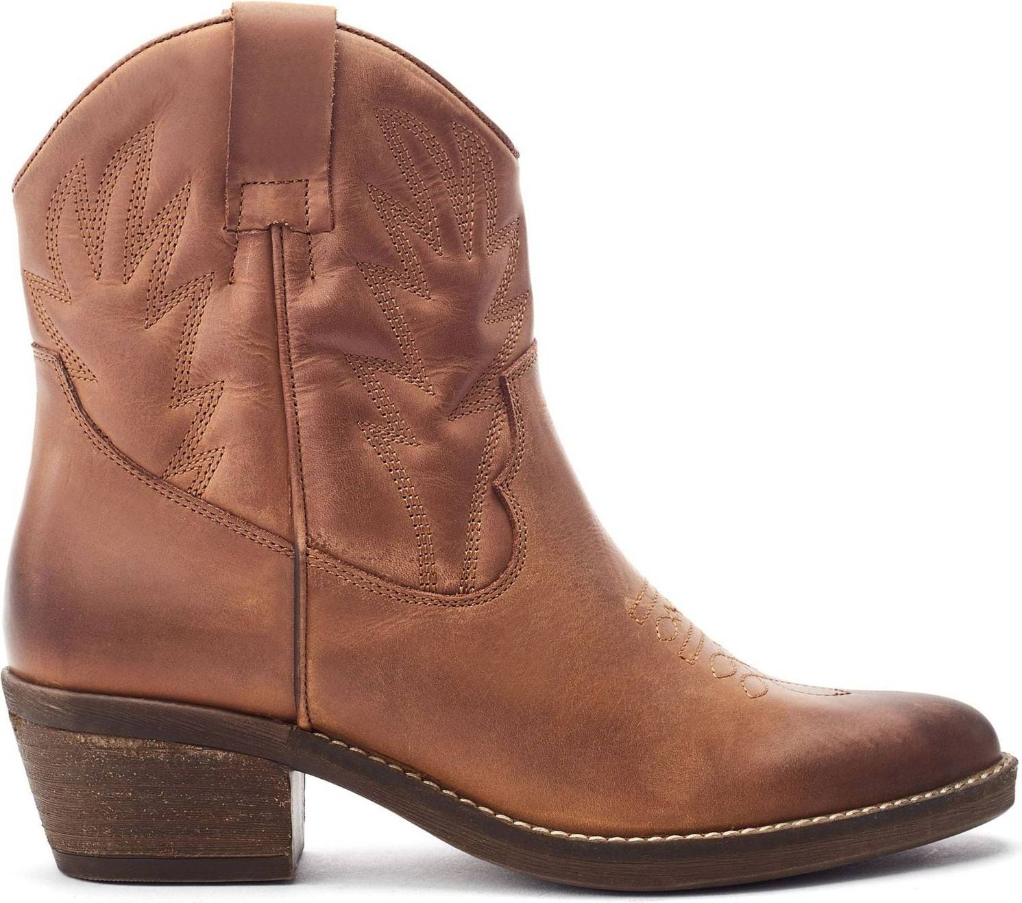 Moda In Pelle Brown Okuri Embroidered Western Ankle Boots