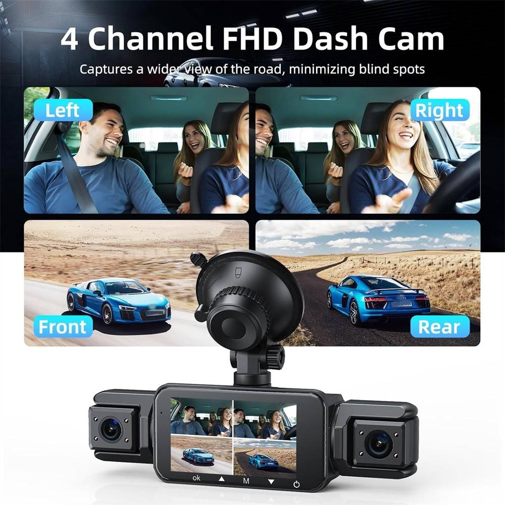 Dash Cam Front Rear Inside 4 Channel