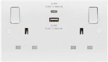 Double 13A Raised Rounded Switched Screwed Socket