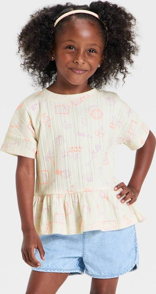 Cat & jack Cat & Jack Seashells Ruffle Ribbed T-Shirt Cat/Jack/Cream