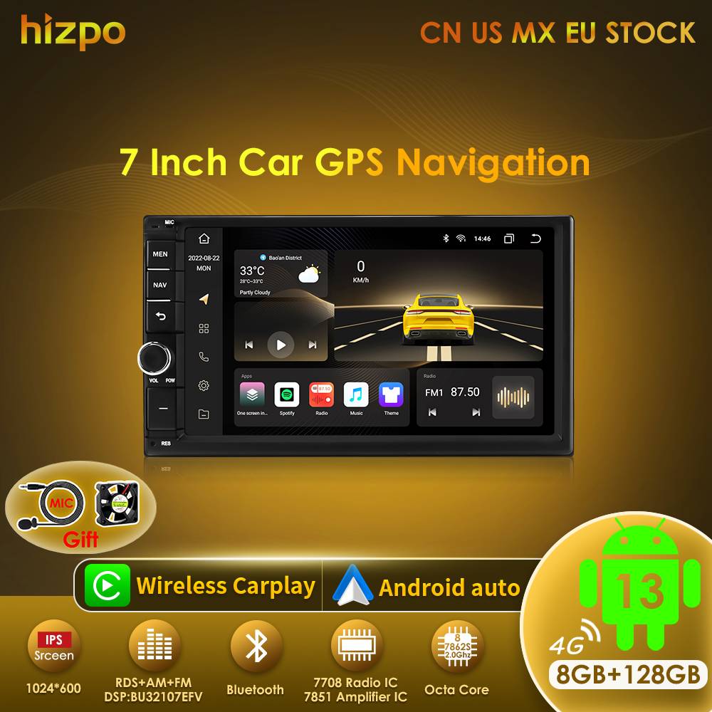 Hizpo 7 Inch Android 14 Octa Core Car Radio