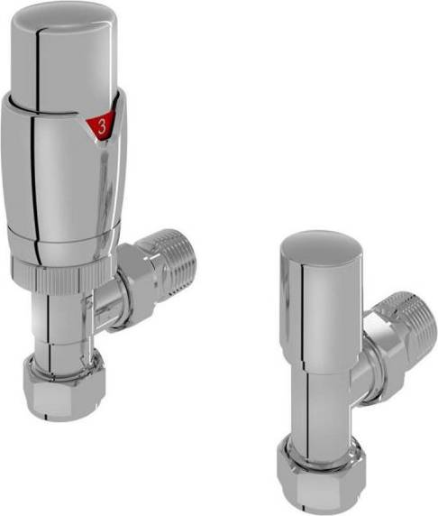 15mm Designer Thermostatic Angled Radiator Valve Lockshield