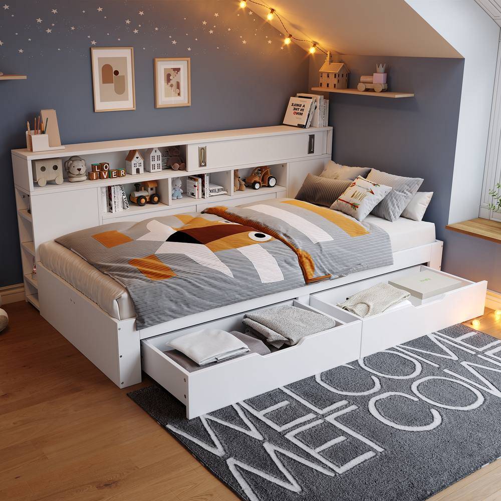Storage sofa bed Matteo Lighting White MDF Multifunctional Storage Daybed 3ft