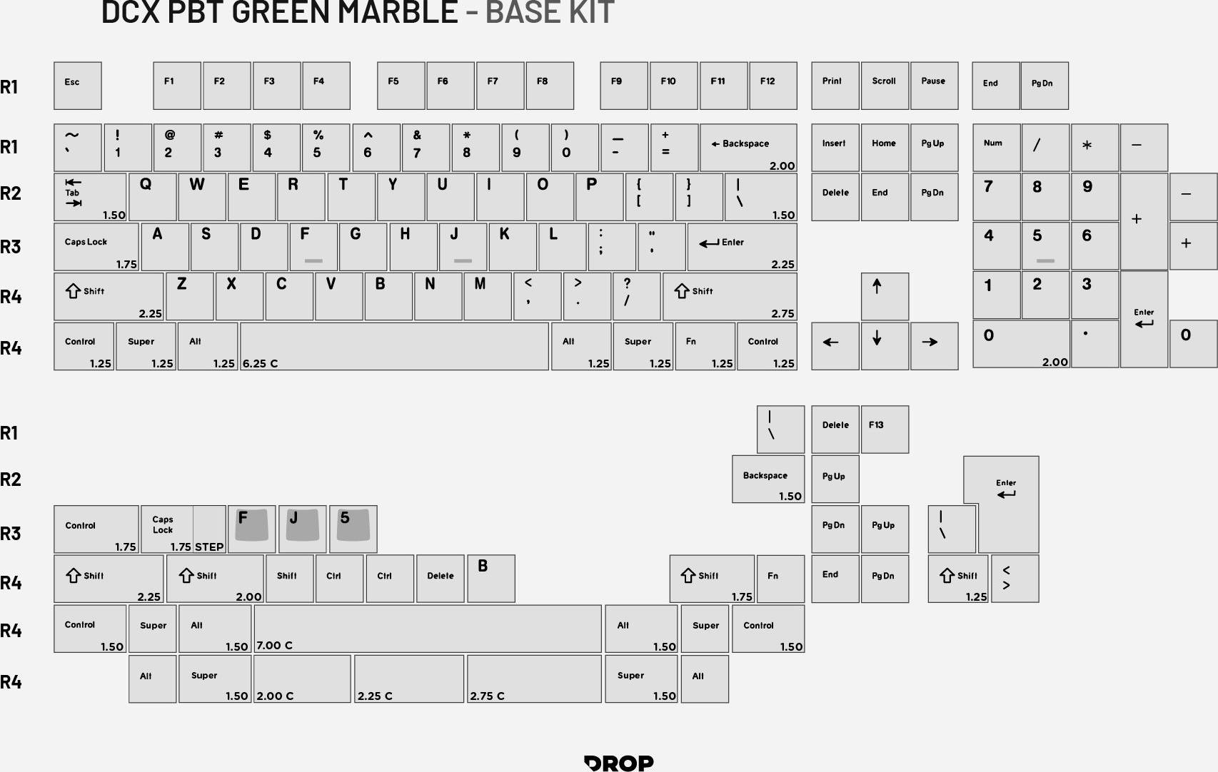 Drop DCX Green Marble Keycap Set