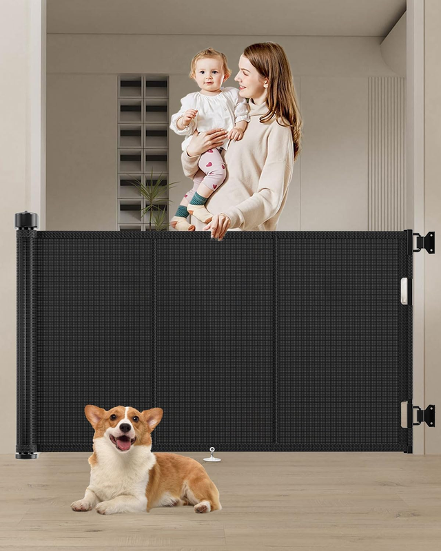 Retractable baby gate 71 Inch Retractable Baby Gate With Reinforced