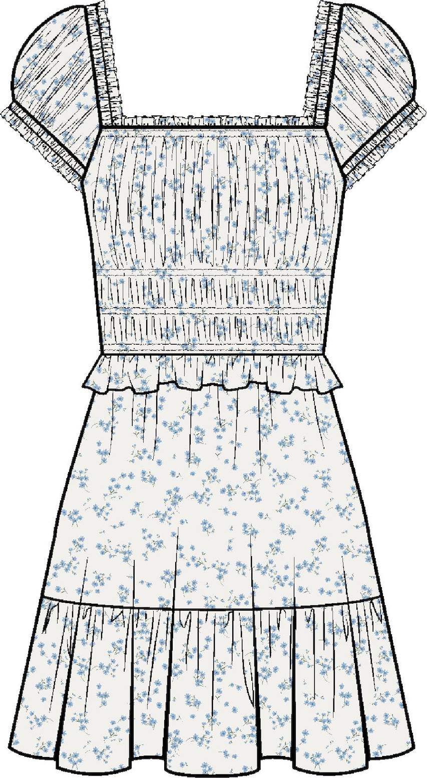 Apricot Floral Ruffle Mini Dress Cream