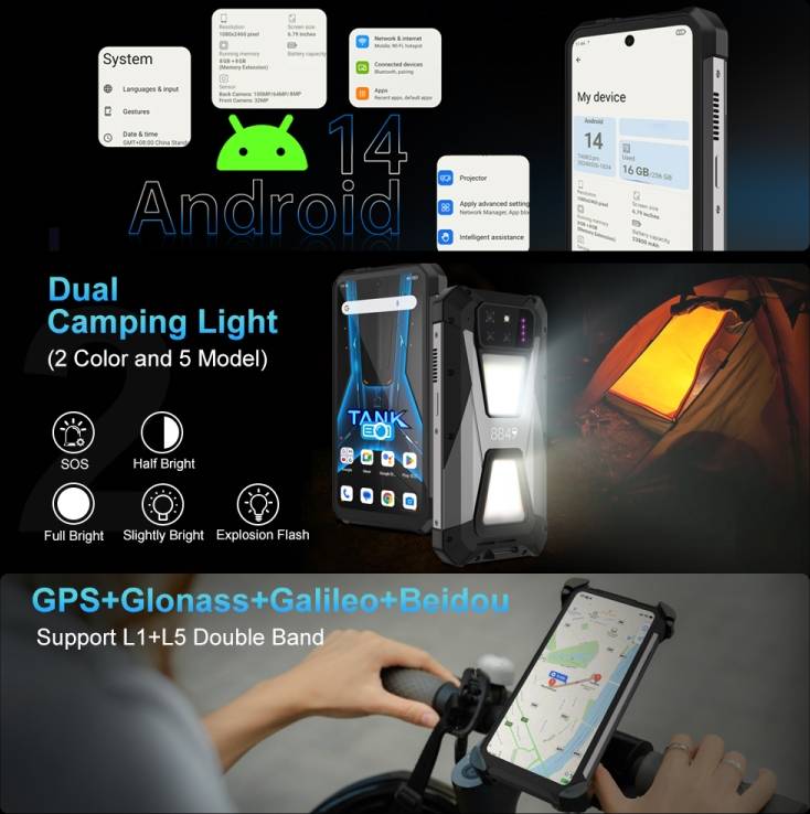 8849 Tank 3S Night Vision Projector Rugged Phone