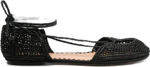 ODISSÌ Lima Raffia Ballerina - Sort