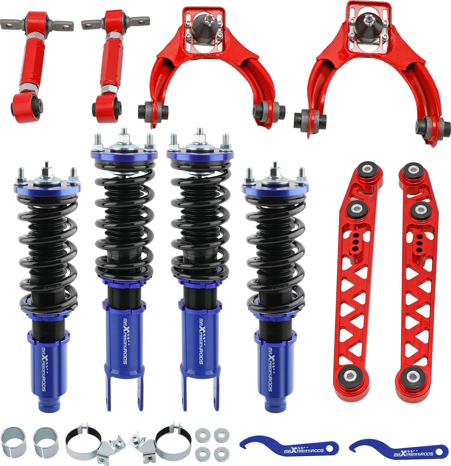Maxpeedingrods Coilovers Shock Adjustable Front Rear Camber Kit Toe Combo