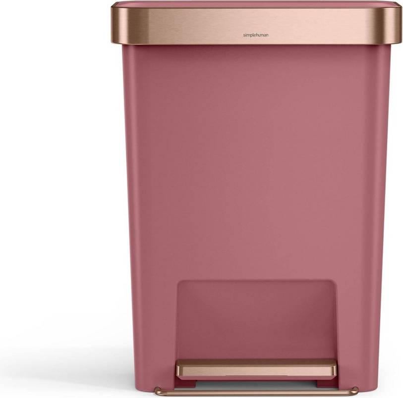 Simplehuman trash can Simplehuman 45L Rectangular Plastic Liner Rim Step Trash Can Blush