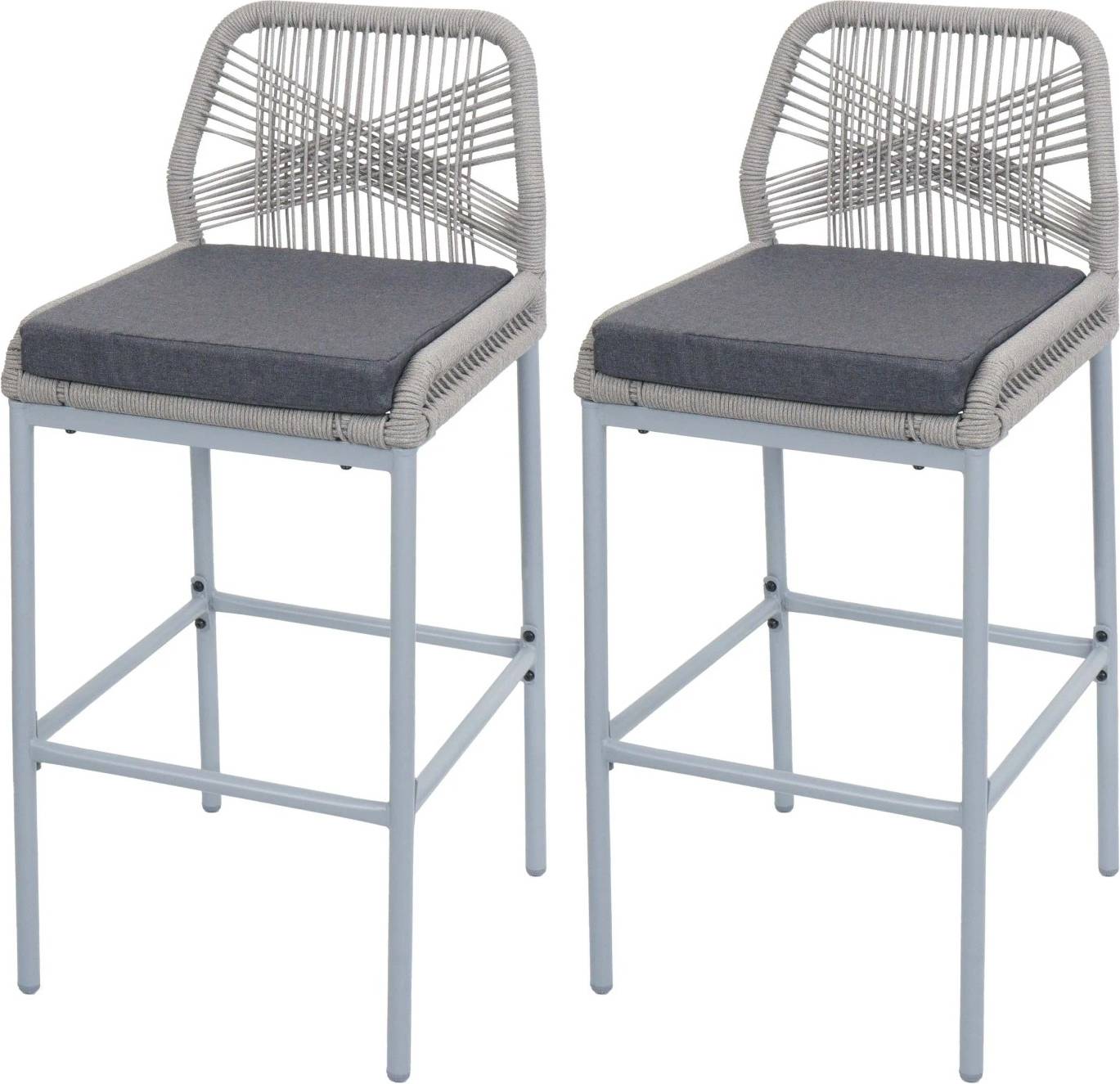 2er Set Rope Barhocker O21 Hellgrau