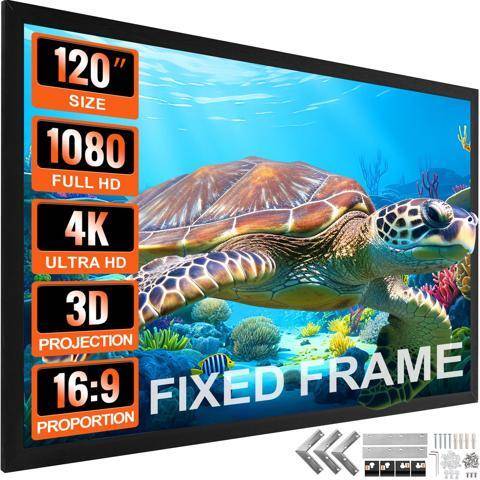 120 in projector screen VEVOR 120 Inch 16 9 Projector Screen Fixed Frame