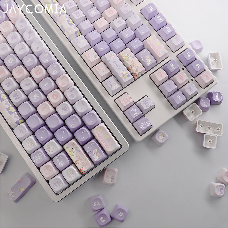 Jaycomia Cherry Profile Purple Rabbit PBT Keycaps