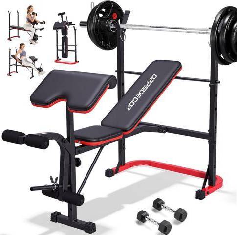 Bench and squat rack Adjustable Exercise Bench Set with Squat Rack and Leg Extension