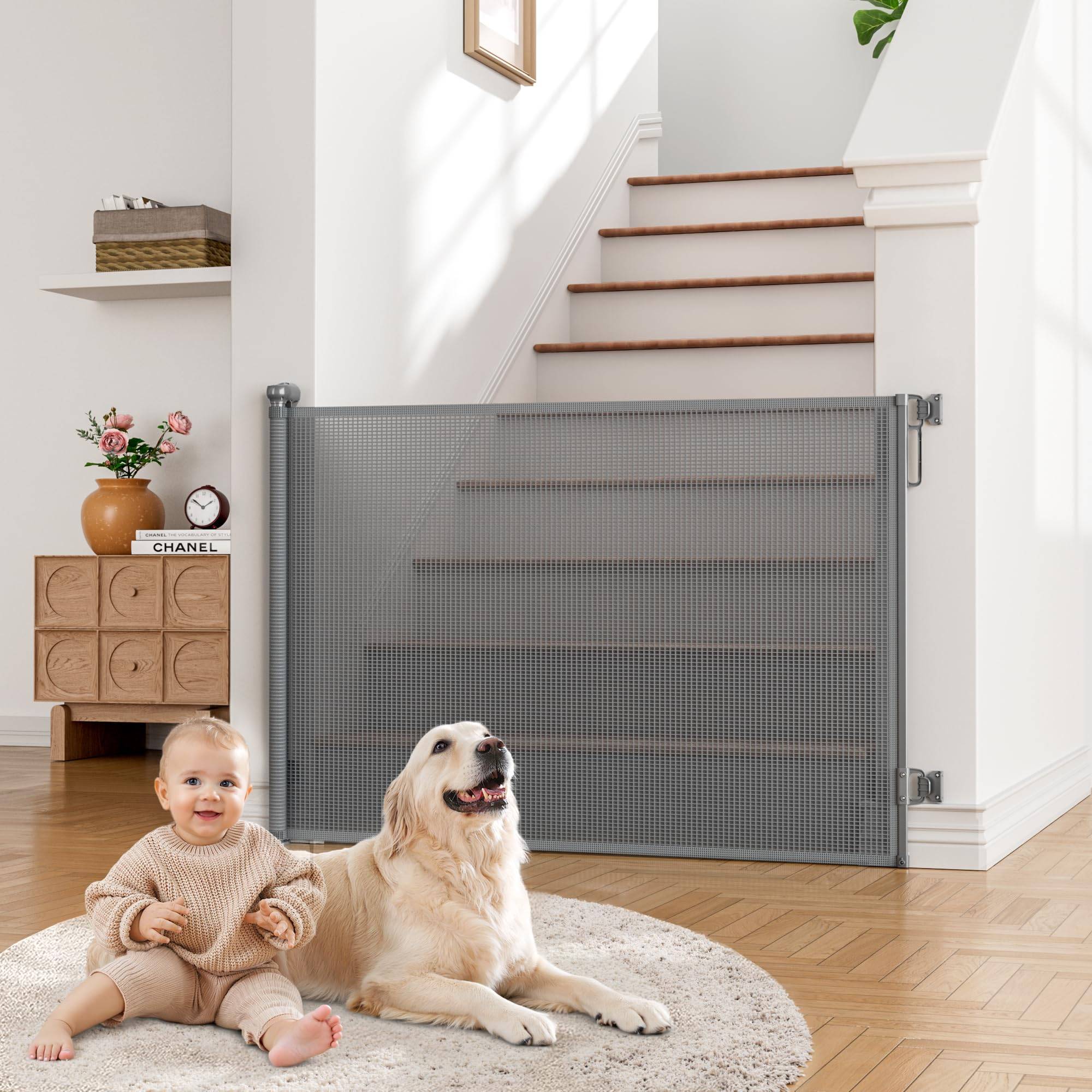 Retractable baby gate Retractable Baby Gate 55 Inch Wide 38 Inch