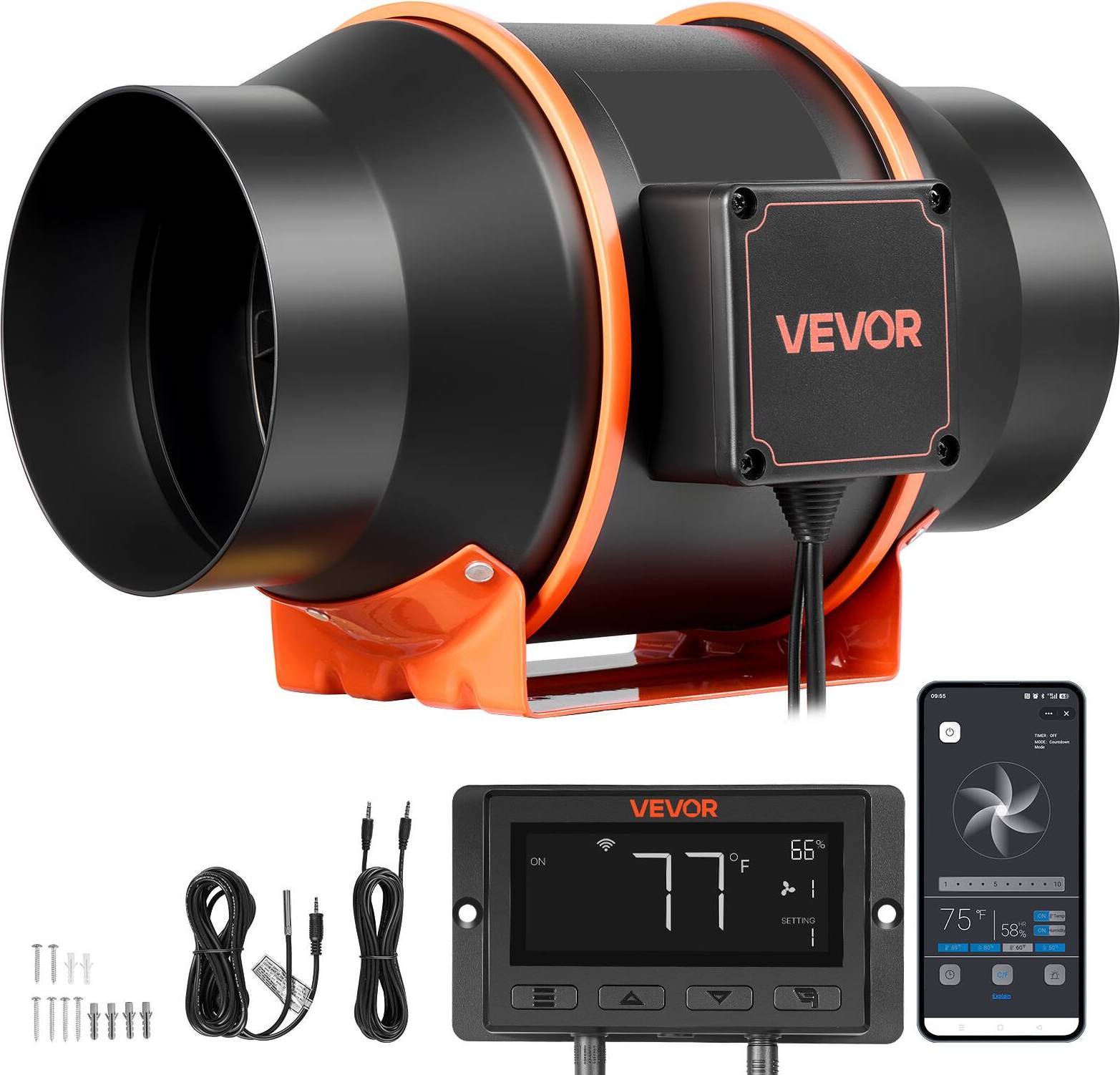VEVOR Inline Duct Fan 402 CFM 6 Inch EC Motor