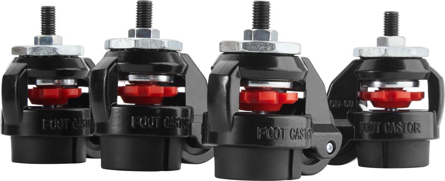 R8 Supreme OP-R8-CW Lot de 4 Roulettes Pivotantes pour Simulateur - Rouge/Noir