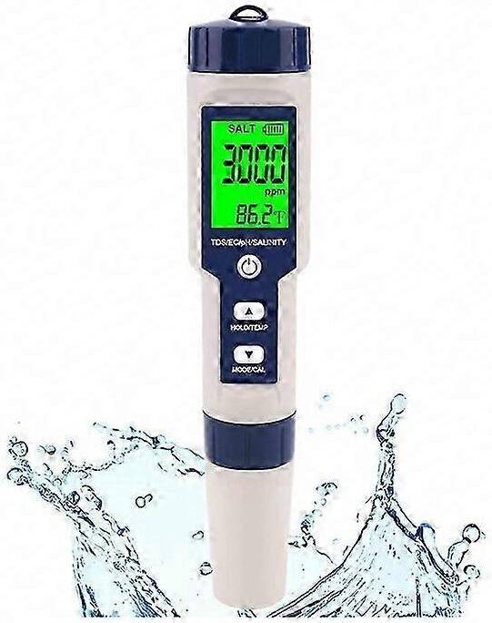 Digital Salinity Meter 5-in-1 IP67 Waterproof Swimming Pool Tester