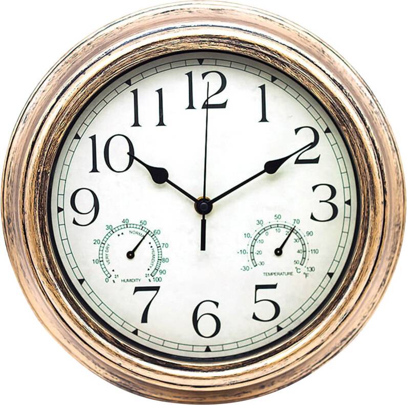 Outdoor clock and thermometer 12 Inch Retro Outdoor Clock