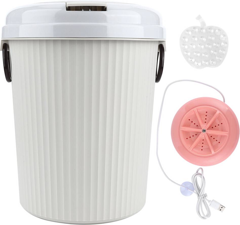 Compact Foldable Ultrasonic Washing Machine with Timer - White