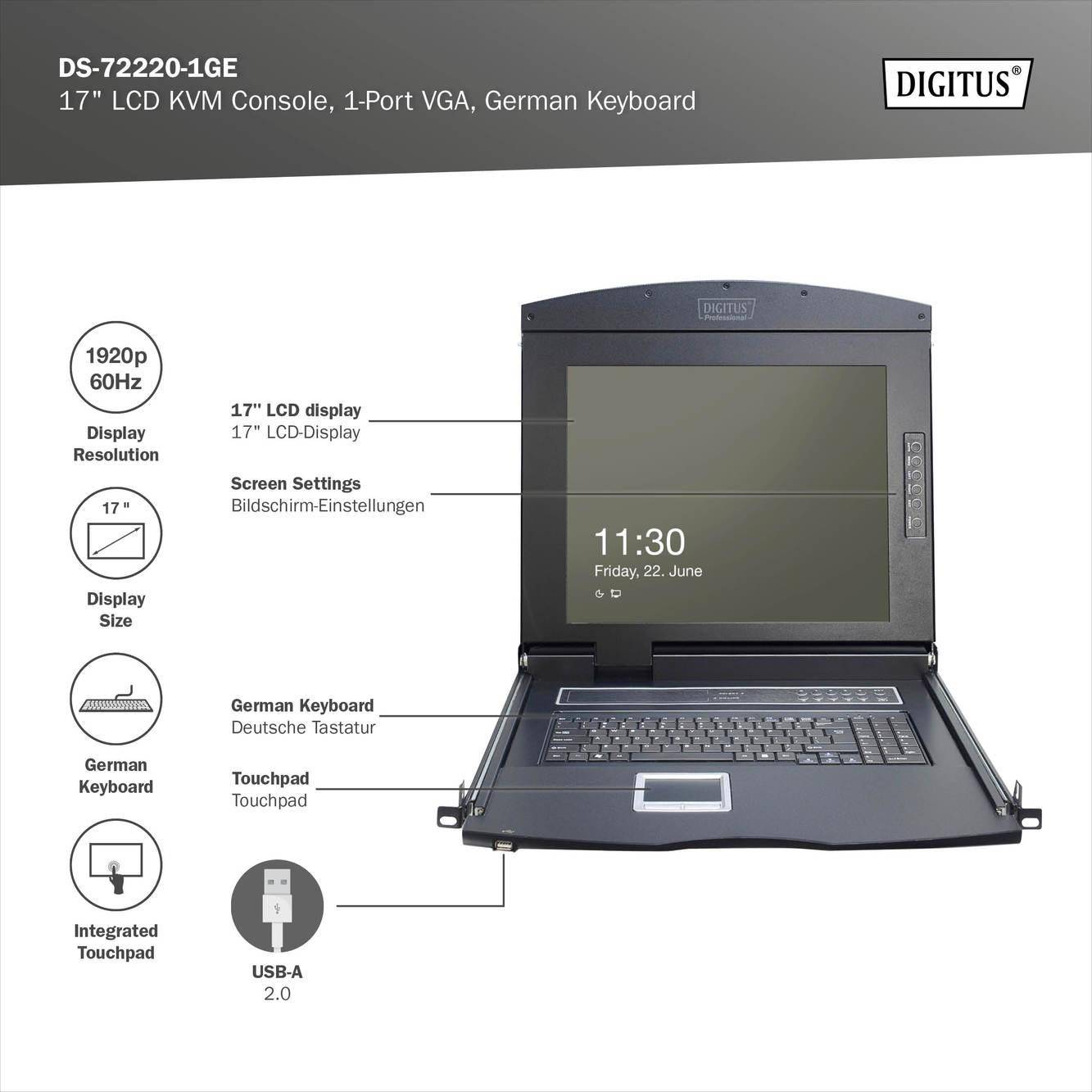 Digitus DS-72220-1GE Rack Console 43.2 cm