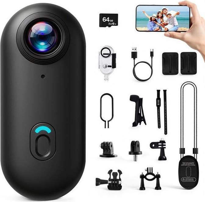 Mini Waterproof Action Camera 64GB Memory Card