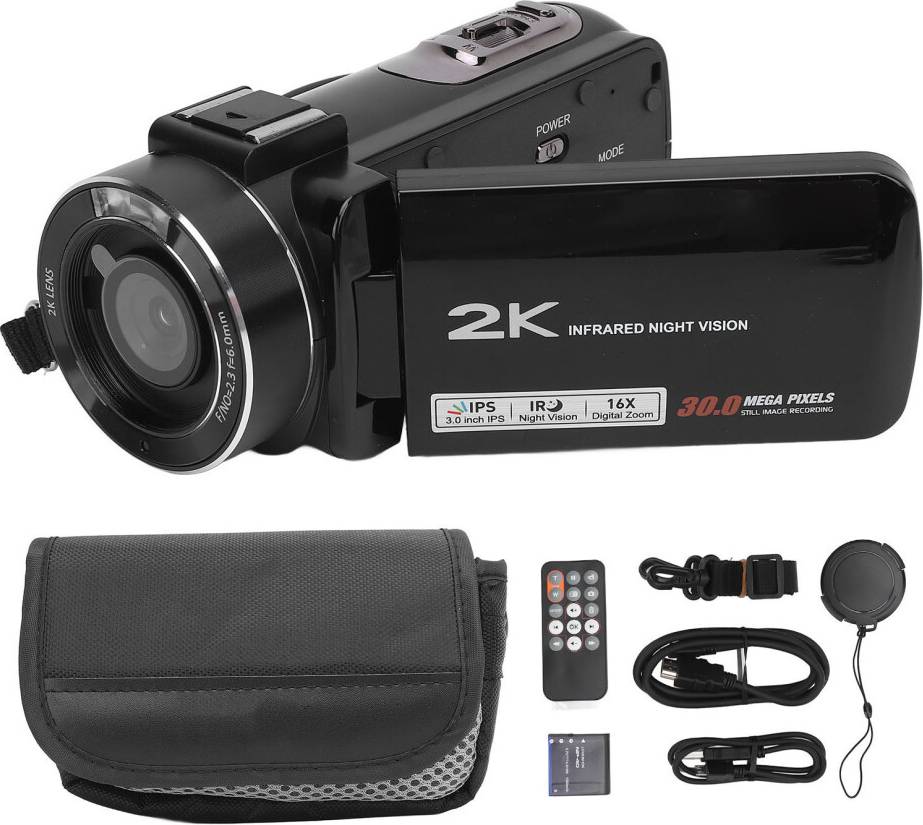 2K Video Camera 16X Zoom 3 Inch IPS