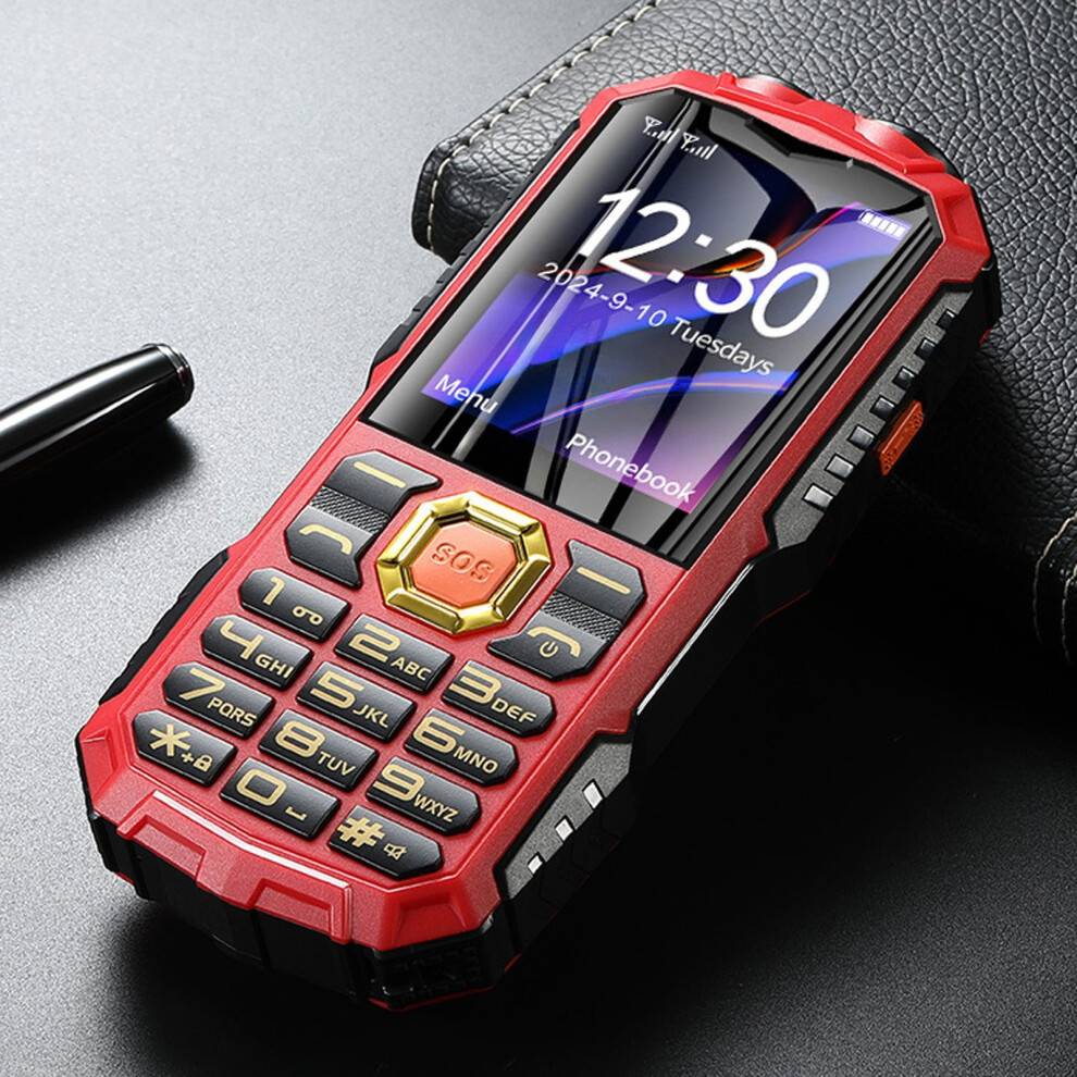 Dual-SIM Rugged Feature Phone with Keypad - Red