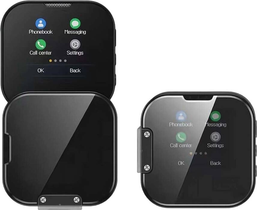 Landline with sim Black Compact Flip Phone Rotating Display