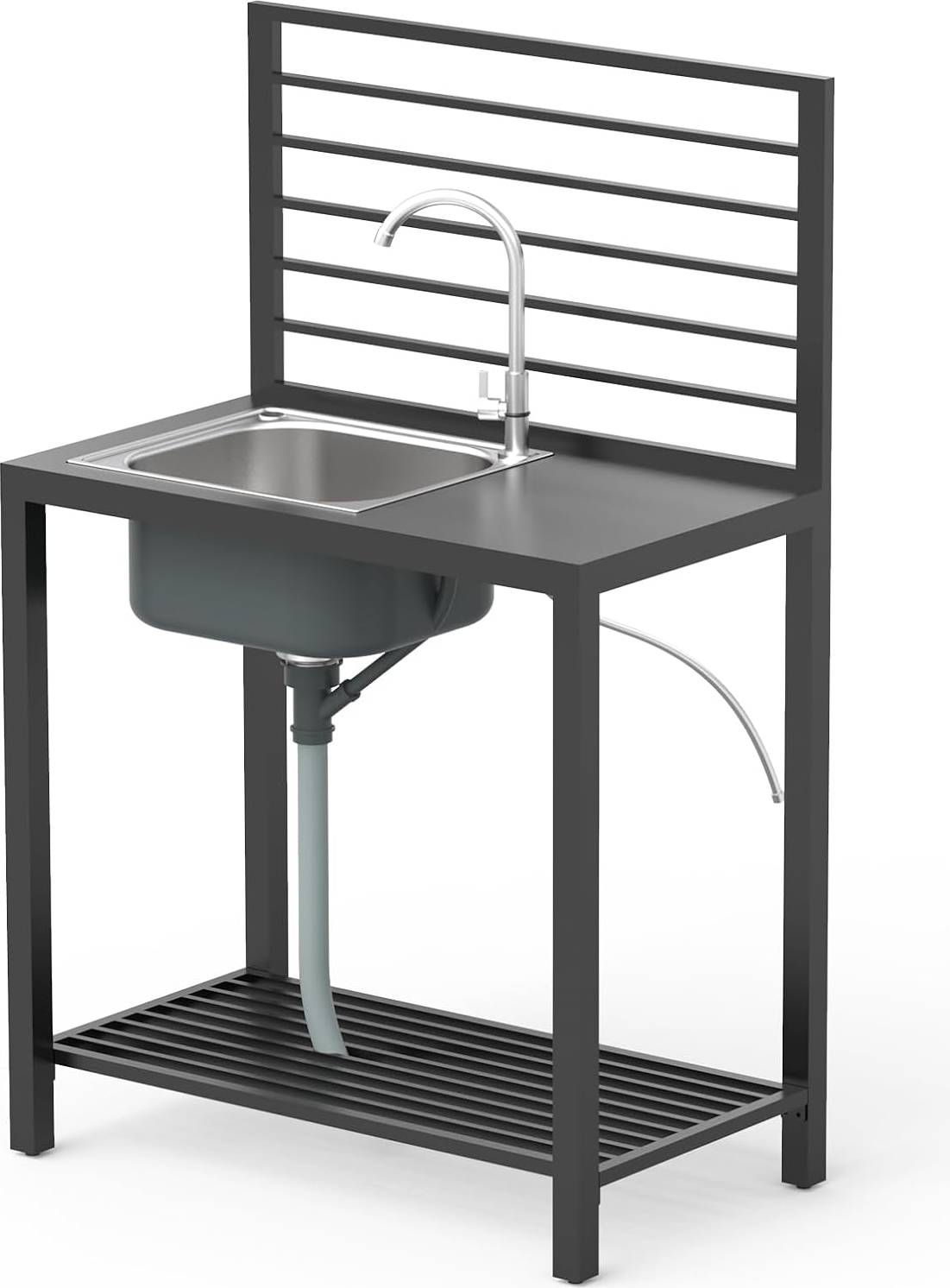 Modular outdoor kitchen GDFSTUDIO Thaddeus Outdoor Modular Kitchen Island Grey