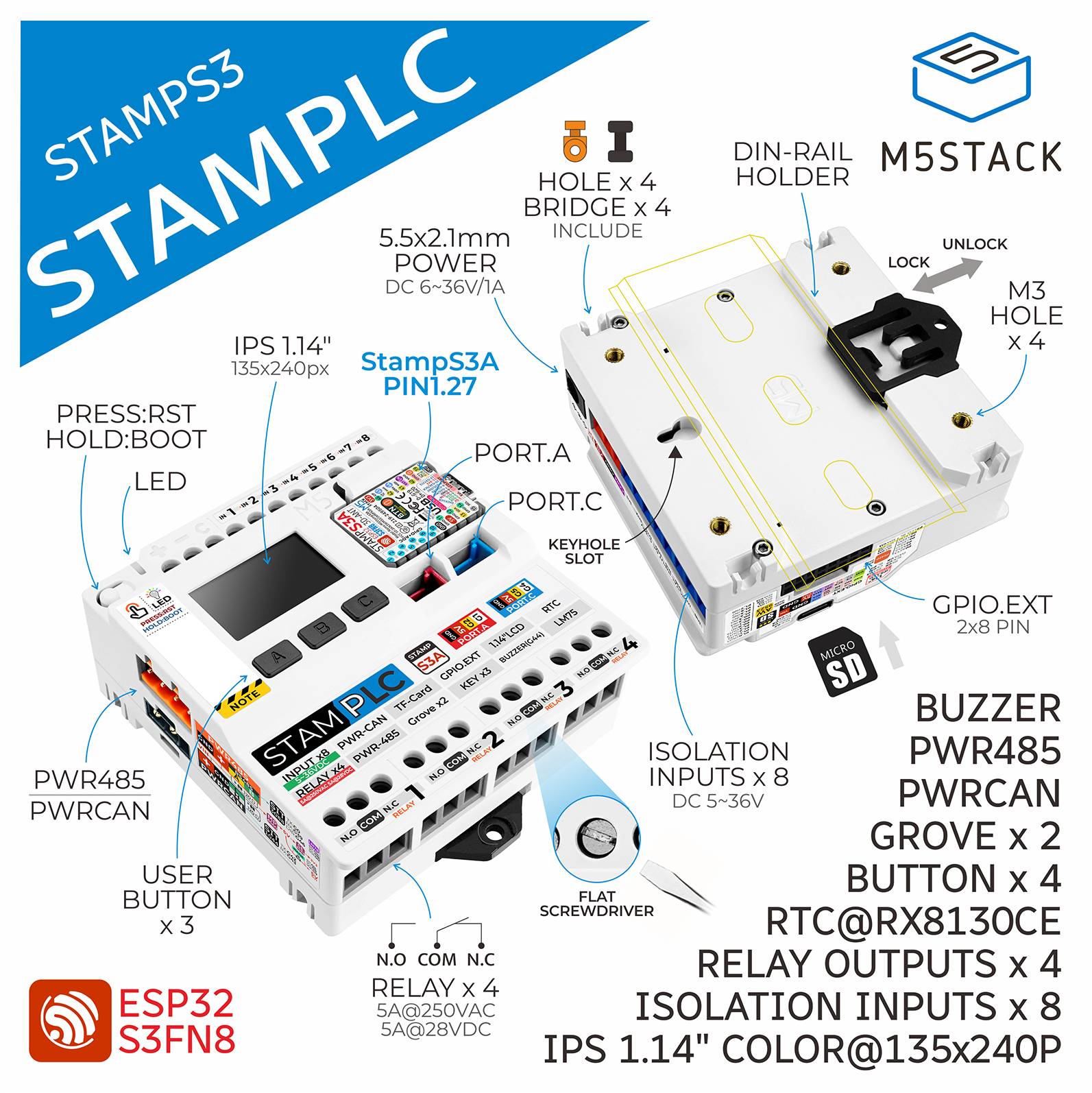M5Stack STAMPPLC PLC Controller Kit