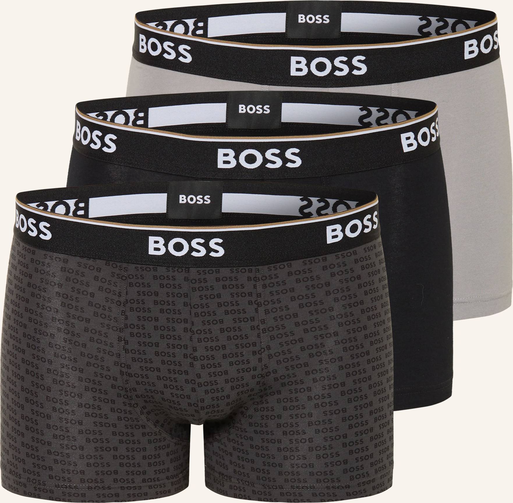 BOSS Three-Pack Power Assorted Trunks - Dark Grey