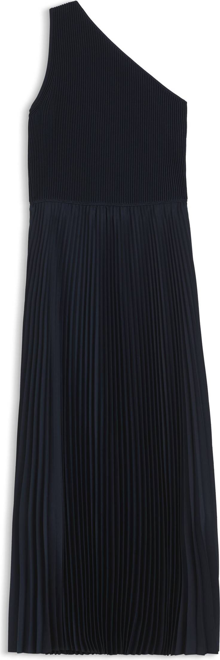 BOSS Foki Ribstrikket One-Shoulder Kjole - Navy