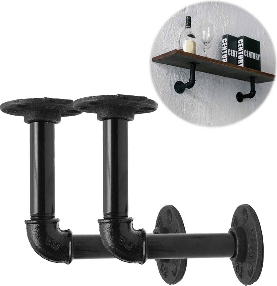 Black metal shelf brackets Rustic Shelf Brackets Custom Floating