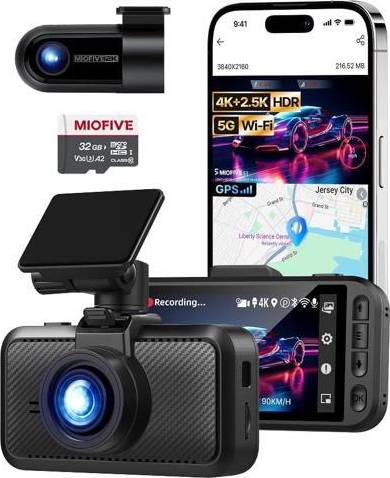 Dash cam dual camera Miofive Dash Cam Front Rear Dual Channel 4K UHD