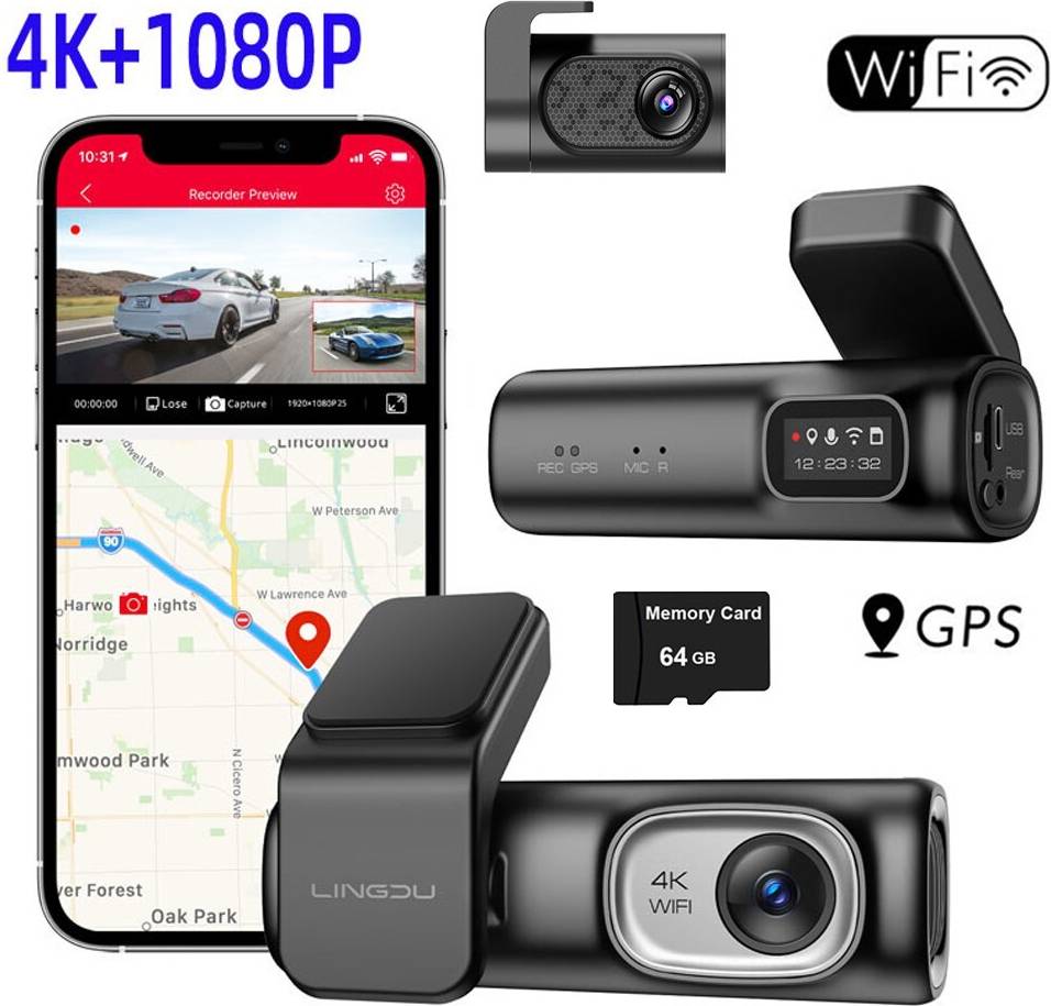 Rear dash cam 4K Dash Cam Front Rear Car DVR