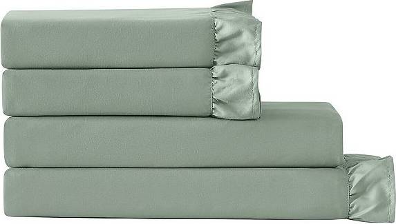 Truly Soft Solid Ruffle Set Bed Sheet White, Green