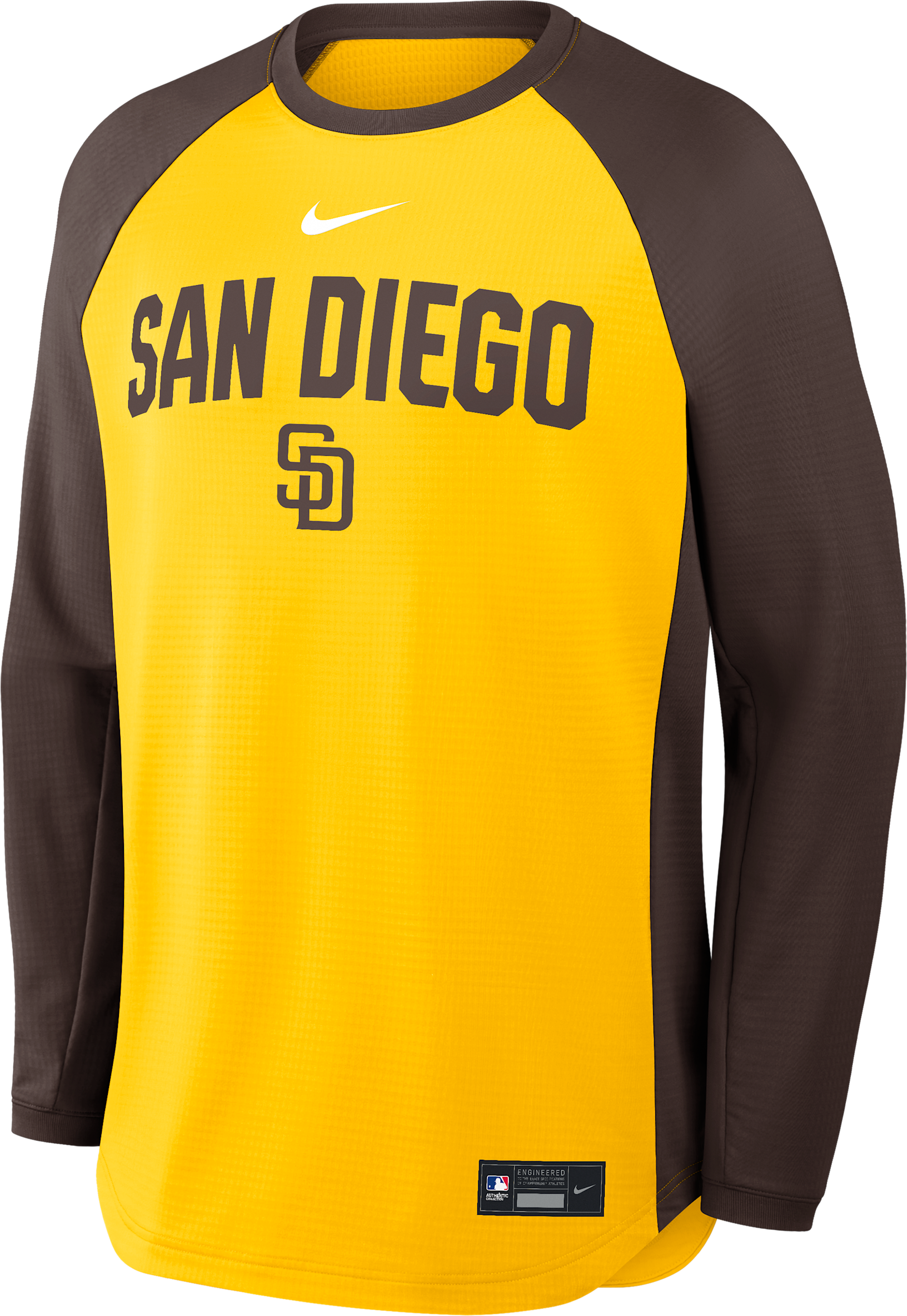 Nike Gold San Diego Padres Authentic Collection Raglan Dri-FIT Sweatshirt