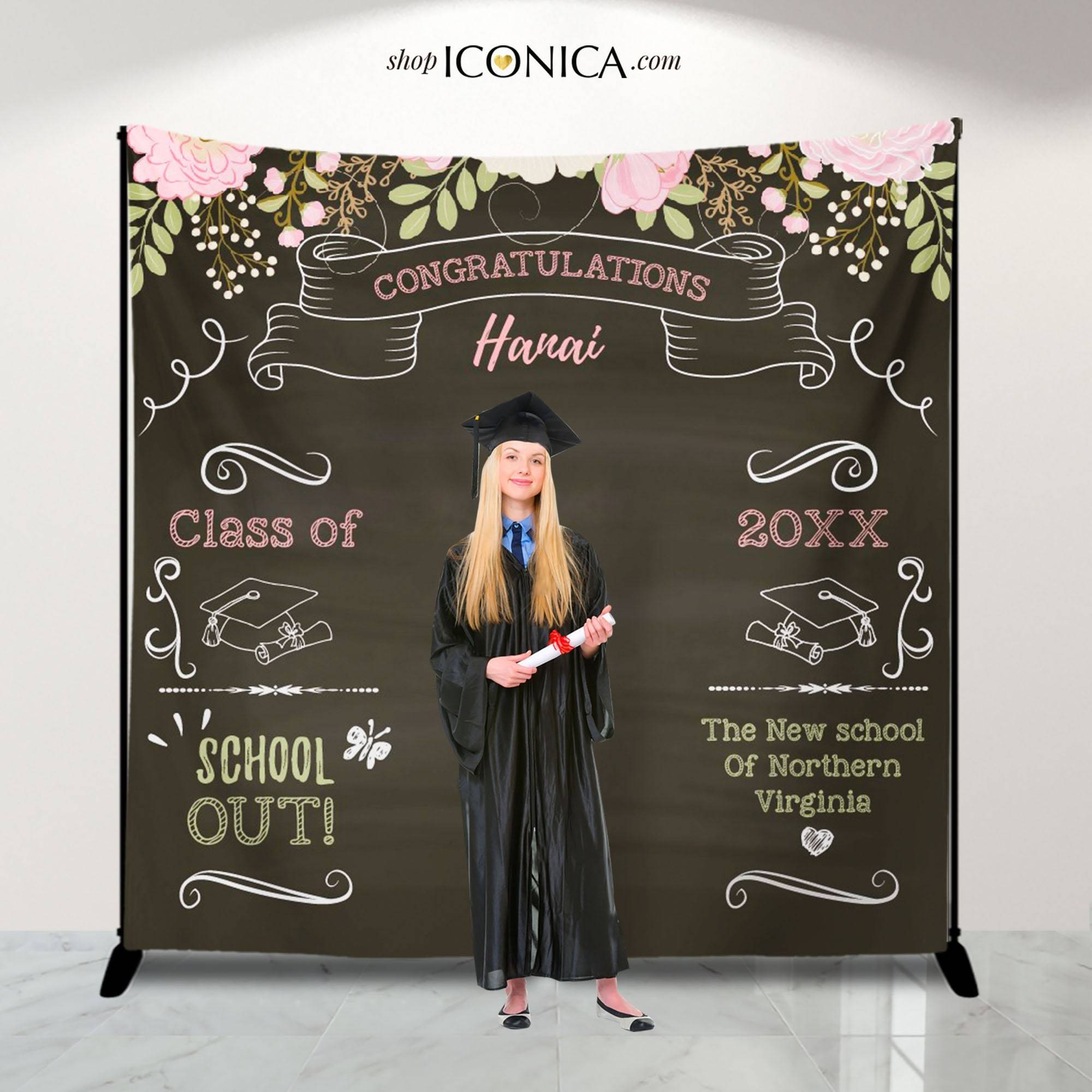 Photo booth backdrop Etsy Floral Graduation Photo Booth Backdrop
