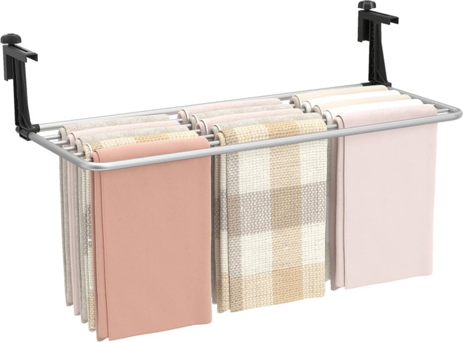 Foldable clothes drying rack Sugift Foldable Aluminum Clothes Drying Rack Retractable Hooks