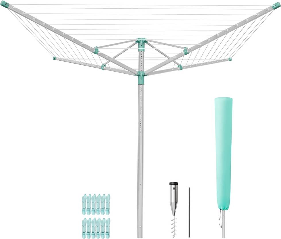 Outdoor clothes drying rack Songmics Retractable Outdoor Drying Rack Silver Green