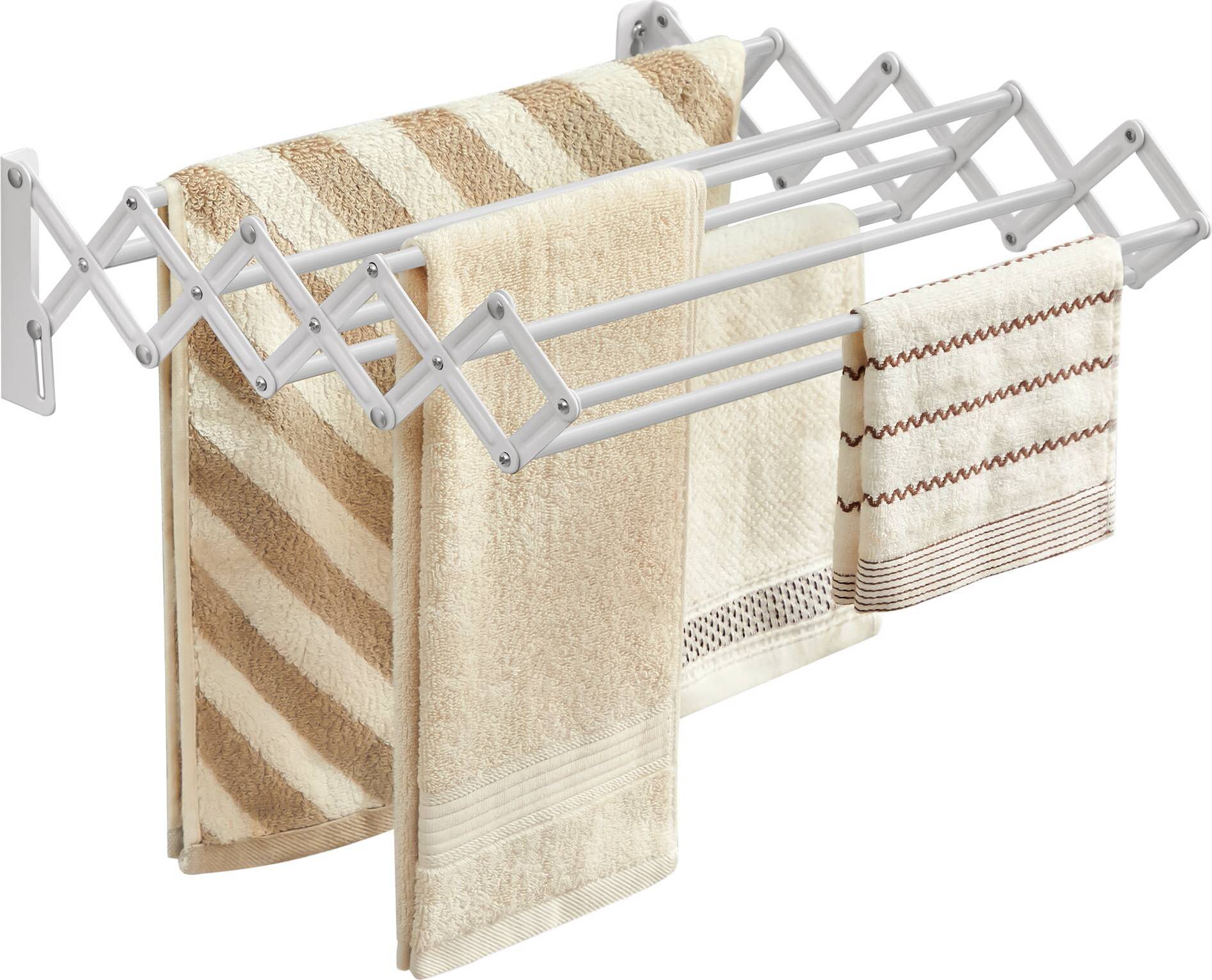 Wall clothing rack Songmics Wall-Mounted Clothes Drying Rack 9 Staggered Hanging Rods - Cloud White