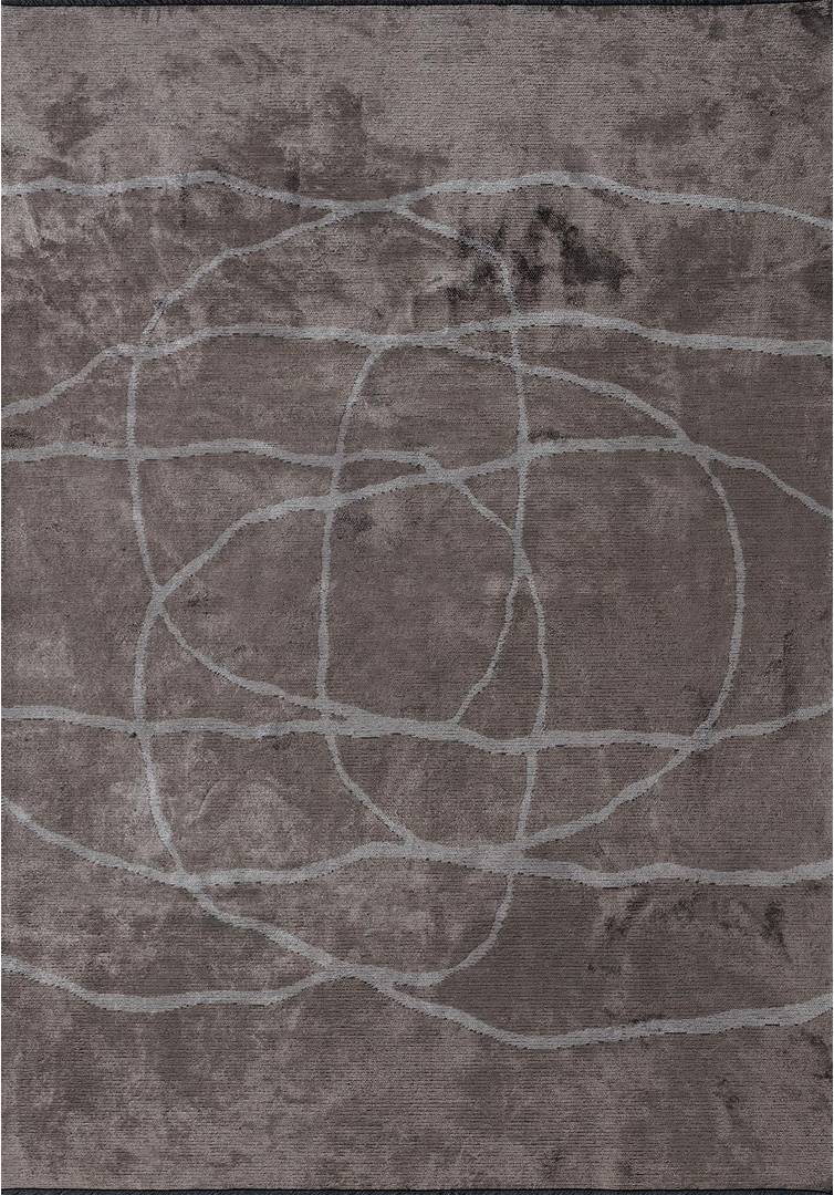 Ebern Designs Abstract Living Room Rug Hand Loom Brown