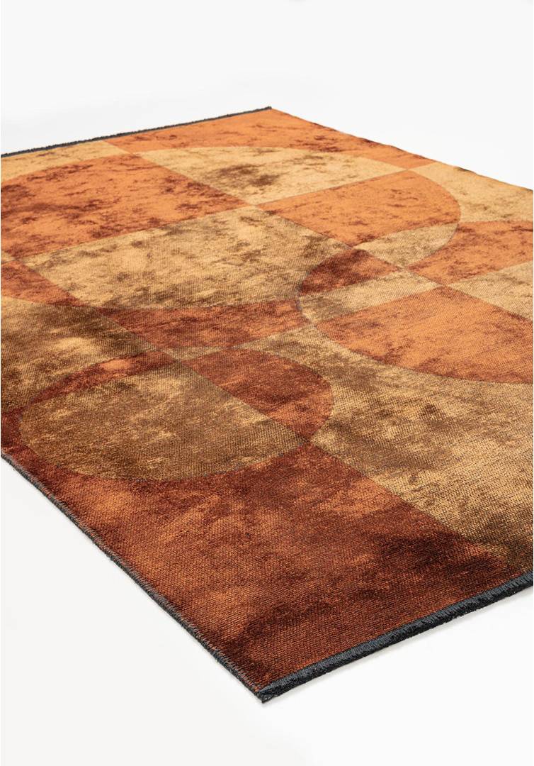 Ebern Designs Geometric Area Rug Hand Loom Using Cotton Polyester Brown, Orange