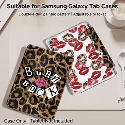 Shein Wild Leopard Pattern Red Lip Tablet Case