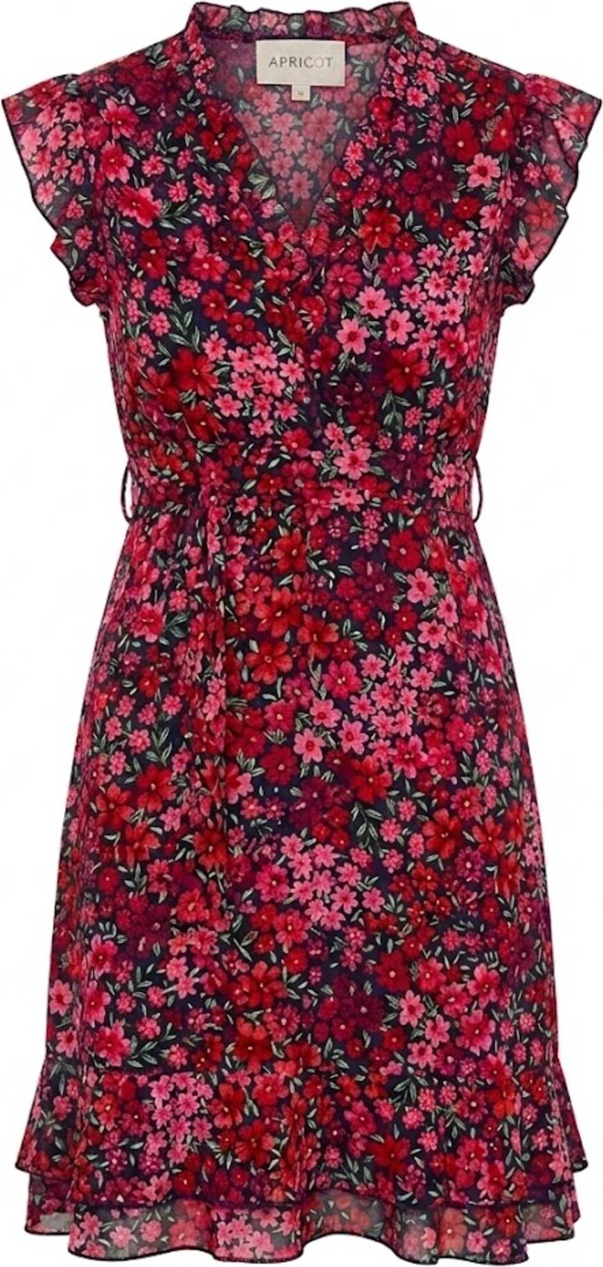 Apricot Purple Ruffle Floral Patchwork Mini Dress