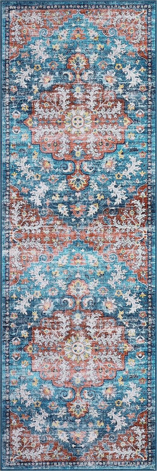 IDEALHOUSE Polyester Imitation Rectangular Area Rug 2 x 6 ft Multicolor, Blue 24x"