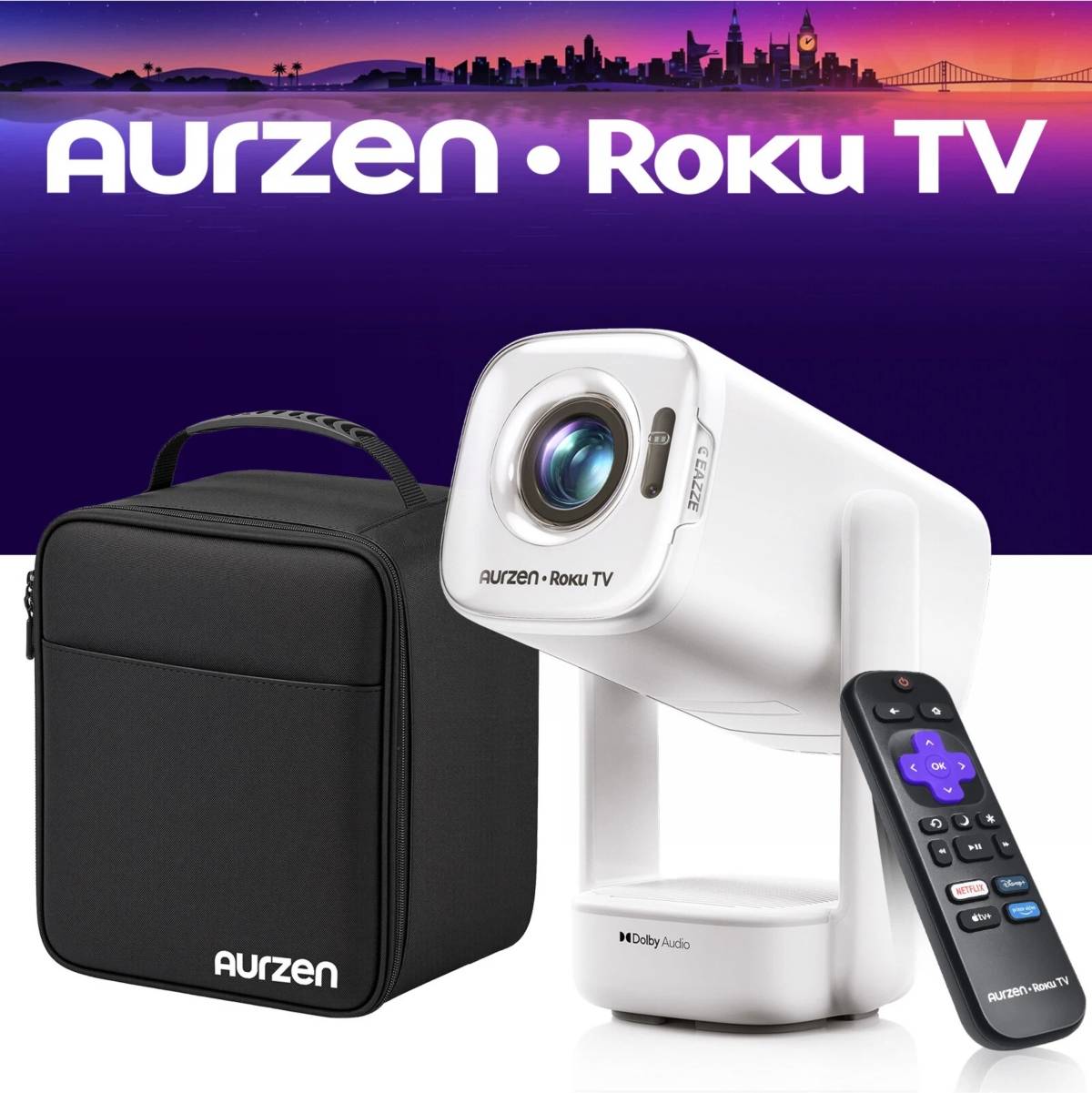 Mini projectors Aurzen Mini Portable Roku TV Projector